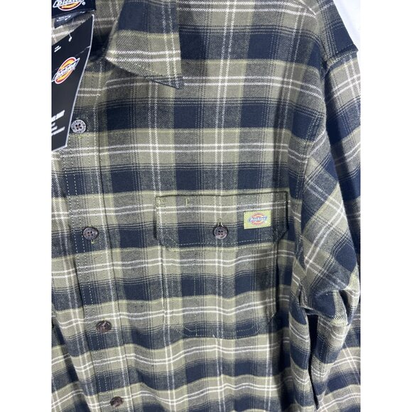 Dickies Plaid Flannel Shirt Mens Size Medium Green & Black Button-Up Pockets NEW - Picture 7 of 10